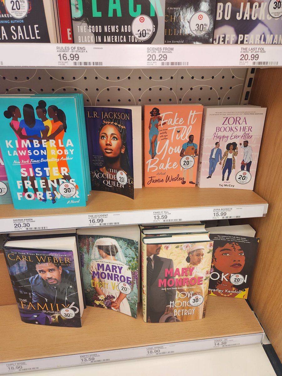 I was geeked seeing these books. Like, OOHH!!! It's my Twitter Boos!! I know them! 😍😁
<a href="/KimberlaLRoby/">Kimberla Lawson Roby</a> <a href="/AuthorLRJackso1/">Author L.R. Jackson</a> <a href="/tajmccoywrites/">Taj McCoy (she/her) has moved platforms</a> <a href="/Jamie_Wesley/">Jamie Wesley</a> 

📍 <a href="/Target/">Target</a>