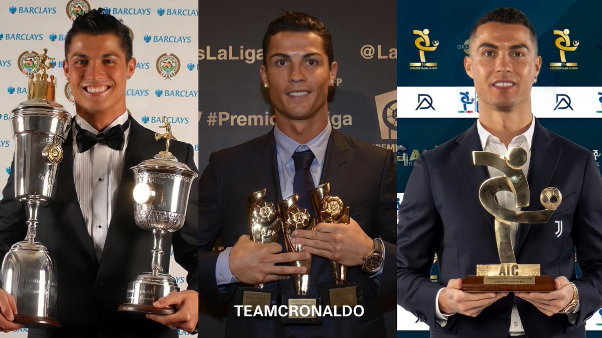 ElInmortal____'s tweet photo. Cristiano Ronaldo es el único jugador en la Hª que ha sido MVP de las tres mejores ligas del mundo: Premier, Liga y Serie A.

Otros se van a la Liga de granjeros francesa y no son capaces de entrar un solo año en el 11 ideal.

Diferencias. https://t.co/LRAgXmKwtE