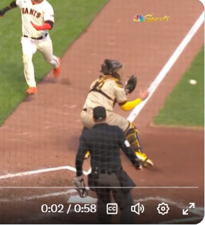 Walaitis's tweet photo. @s001awt @JomboyMedia The ball hasn't arrived yet, and the catcher is clearly blocking the line from 3rd to home.  One foot clearly on each side of white line. Absolute correct call. https://t.co/Iictz5Q5p4
