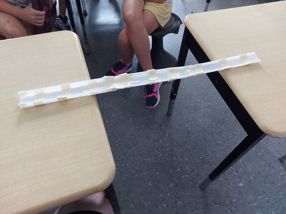 MrWell85's tweet photo. On our last Friday of the school year, grade 4/5 worked on another STEM challenge to build plastic straw bridges. The goal was to create one hold that could at least 100 pennies. @HoffmanSartor @gecdsbpro https://t.co/8sxvzbL3HK