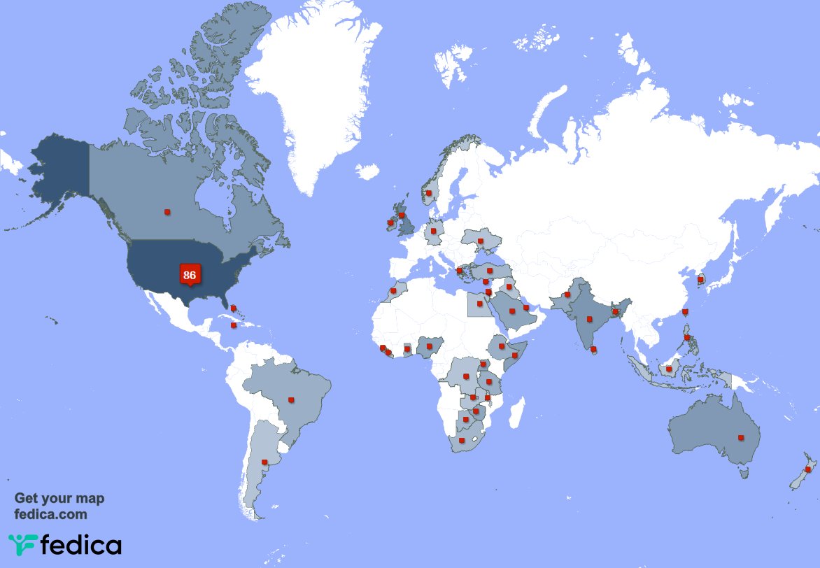 I have 4 new followers from USA last week. See fedica.com/!Mittjoy