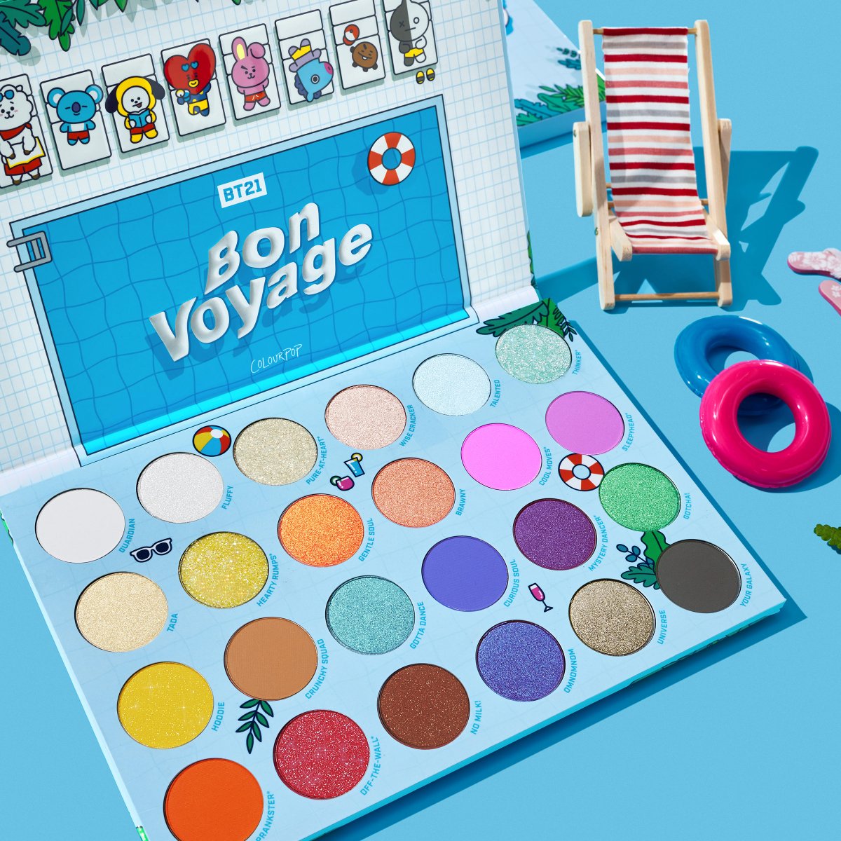 #GIVEAWAY Make a splash this summer! 🌊🌿✨ FIVE winners will receive the BT21 with ColourPop ‘Bon Voyage’ palette!! 🤩

HOW TO ENTER:
1. Follow @colourpopco
2. Like & RT
4. Reply w/ ⛱️