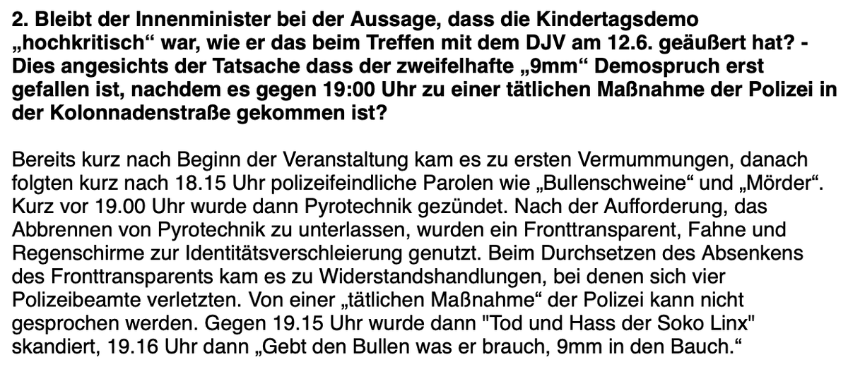 marcoIsantos's tweet photo. Dass der Innenminister @armin_schuster eine Kindertagsdemo als "hochkritisch" bezeichnet, weil "Bullenschweine" und "Mörder" skandiert wird, lasse ich angesichts des Threads und der Zeitstempel zu #le0106 mal so stehen. /2
➡️https://t.co/hjZdCci5Er https://t.co/teoxeGSl02