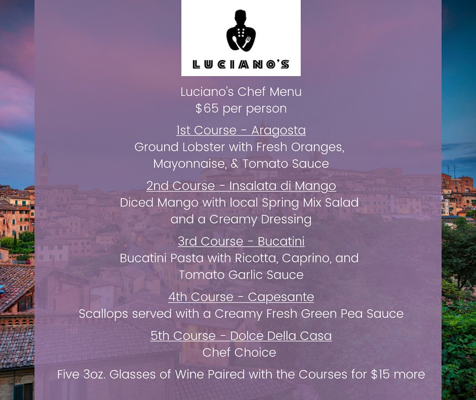 Chef Menu for this weekend!  We still have several Rooftop Tables open for reservation.  Call 316-777-0045 to make your reservations. 🍷