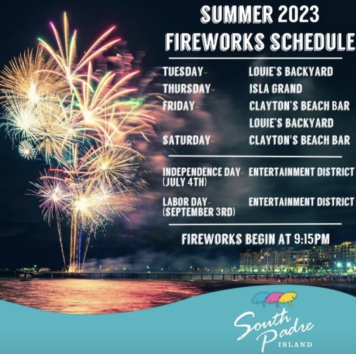 🎆 Get ready for an explosive summer! 🌟🏖️ Visit South Padre Island for the most dazzling fireworks extravaganza of 2023! 🎇🎉 Mark your calendars and view location in @superworldapp on 

@ClaytonsBeach share.superworldapp.com/map/c26.138,-9…  
, 
@IslaGrandBeach 

share.superworldapp.com/map/c26.089,-9…

&…