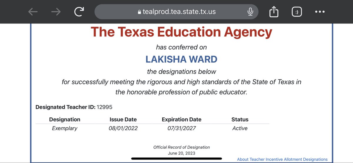 I’m definitely proud of myself for this accomplishment! #exemplaryeducator  <a href="/SpringISD/">Spring ISD</a> <a href="/SpringLeadAcad/">Spring Leadership Academy</a>