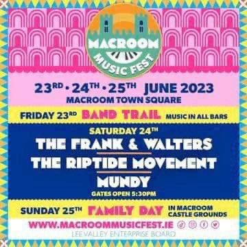 The weekend is here and we have a full roster 🥳

If you are visiting Macroom for the Macroom Music Fest why not join us tomorrow morning at 9.30am for parkrun first

GAA car park available for parking

Enjoy the weekend of music and fun 🎶😎