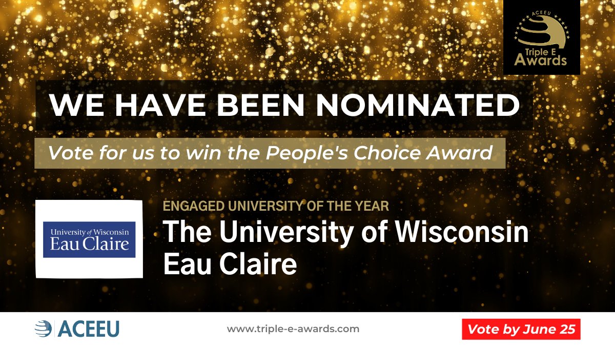 Blugolds — it's your last chance to help us win @ACEEU_org's People's Choice Award. Please 'like' and retweet this post to help us win. #ACEEU_Awards #2023Entry830