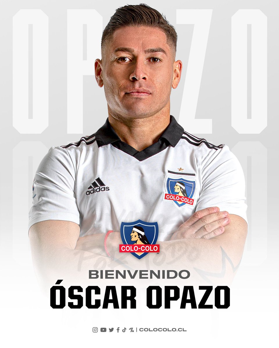 DataRacingOK's tweet photo. VOLVIÓ A CHILE 🇨🇱
Tras su fugaz paso por #RACING, Óscar #OPAZO fue presentado nuevamente como jugador de #ColoColo. https://t.co/AW6wcKhNlA