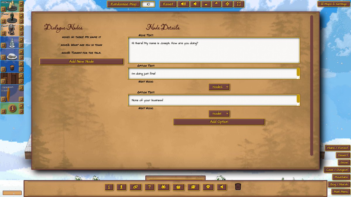 CreaturesChrons's tweet photo. 🥳🎉Build 213.007 is live for you to play with!
And we are just about adding the last functionality to stage 1. Dialogue and quests.
It's WIP and maybe an early version will go live by next Friday?
It will eventually be replaced with AI agents

#AI #dynamicdialogue #npc #ttrpg https://t.co/ueEOqprwie