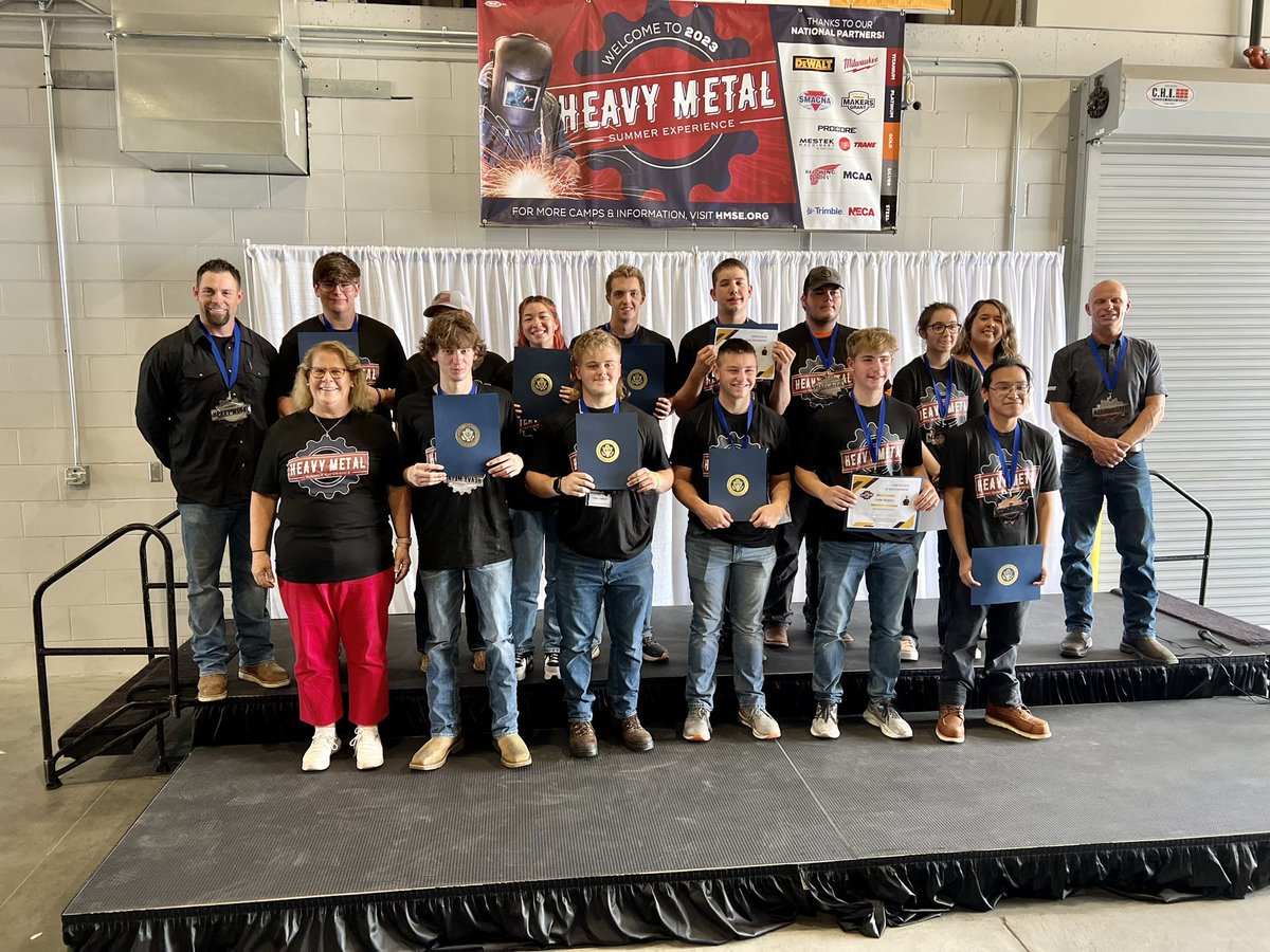 SMACNA's tweet photo. Congratulations to this group for graduating from the Heavy Metal Summer Experience here in Omaha, Nebraska.
Thank you to @MMCContractors for hosting this wonderful opportunity for young men and women to learn the skilled trades industry. #HMSE https://t.co/72i8KN5jxd