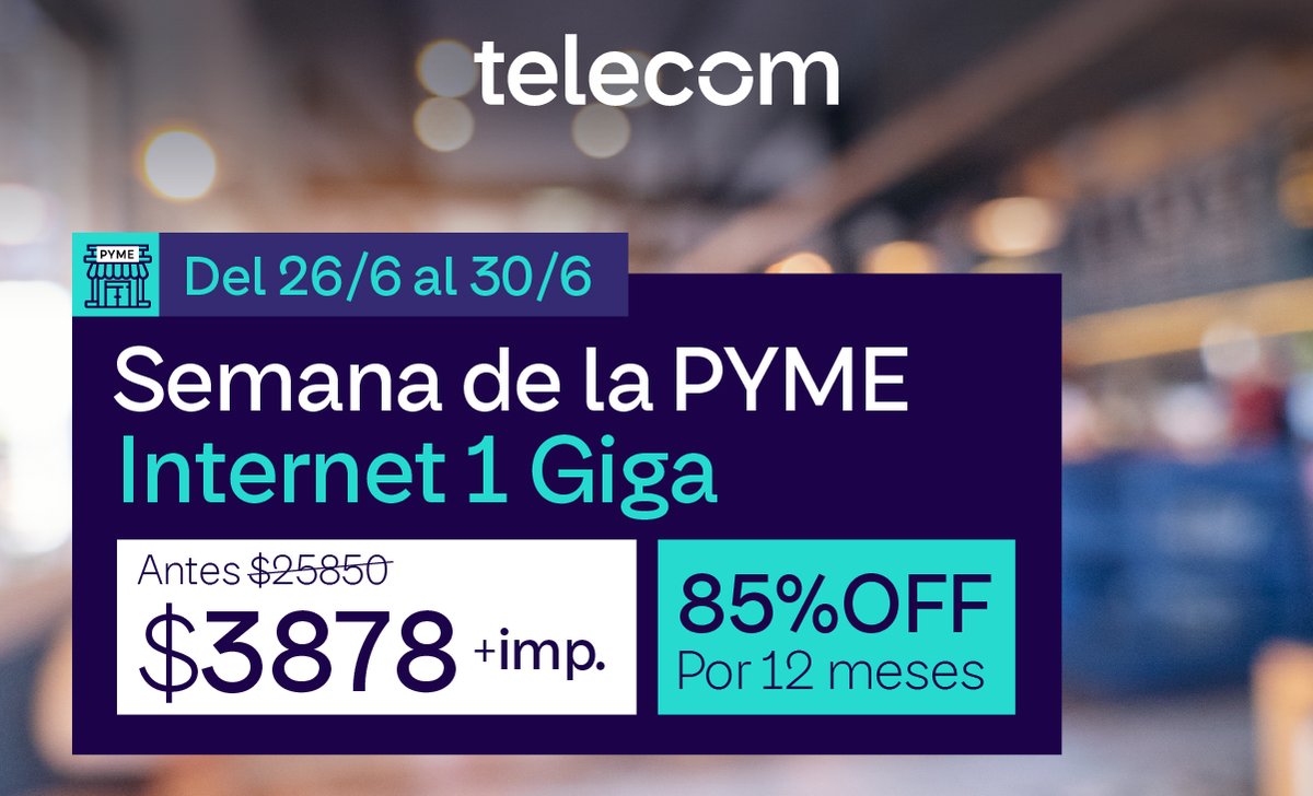 Personaltech_ar's tweet photo. ¡Aprovechá la oportunidad de tener Internet 1 Giga con hasta 85%OFF! 🔝 
https://t.co/EY5wt6hfqn  

#SemanaPYME #Descuentos #Ofertas #Empresas #SomosTelecom https://t.co/1LbFRjRMB1