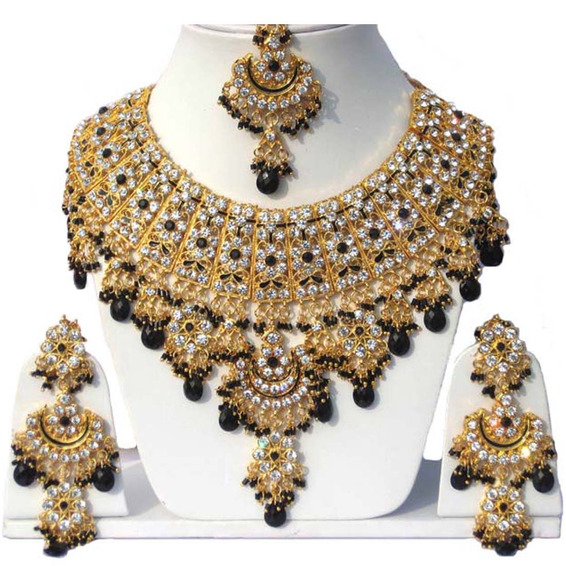 Thanks for the great review Shazia Arif ★★★★★! etsy.me/44aX3RE #etsy #black #wedding #zircon #women #no #glass #indianbridalset #weddingjewelry #bollywoodjewelry