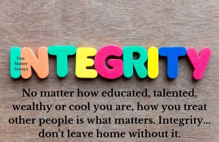 Integrity...don't leave home without it 💜💜💜 #YouMatterAlways #whoyouarematters #integrity #integritymatters #personalvalues #senseofself #selfworth #knowyourself