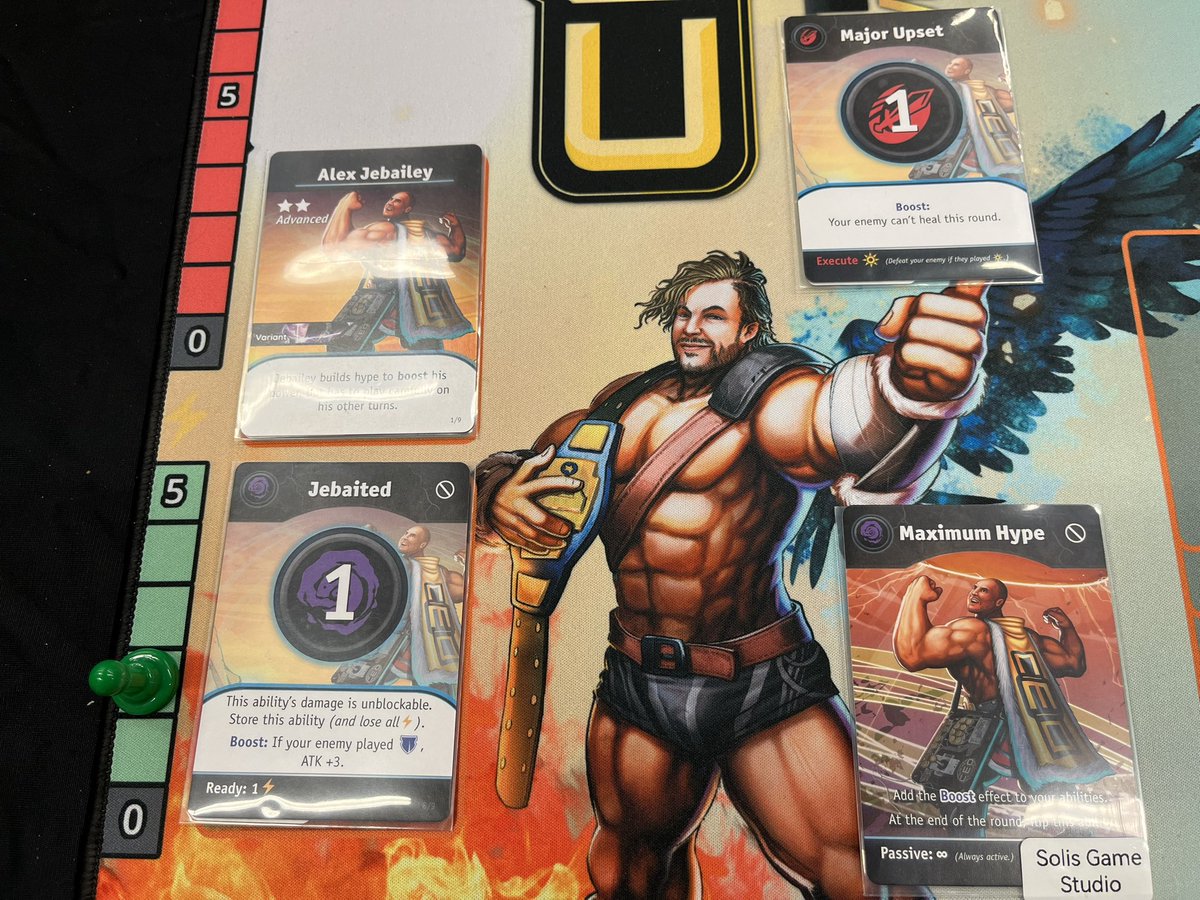 Got to experience playing #pocketparagons, a card game that has a themed version of JeBailey vs Kenny Omega!