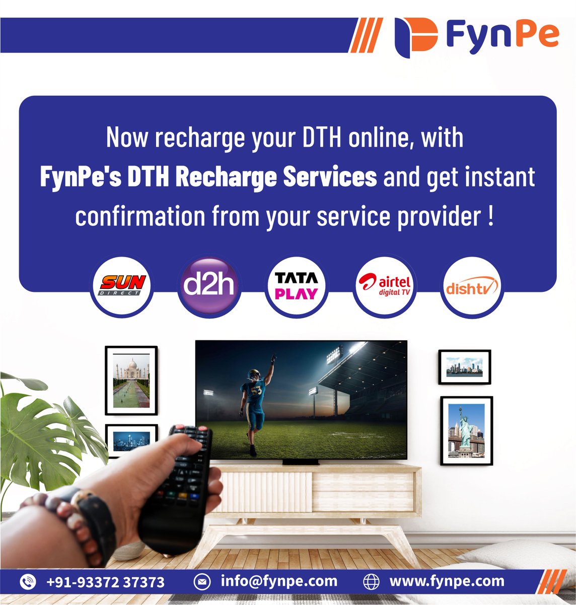 Avail of our DTH Recharge Services and earn attractive commission. Call us today and get started.
#DTHRecharge
#DigitalTV
#RechargeNow
#EntertainmentOnTheGo
#StayConnected
#EasyRecharge
#TVSubscriptions
#ConvenientRecharge
#NeverMissAMoment
#rechargeandrelax