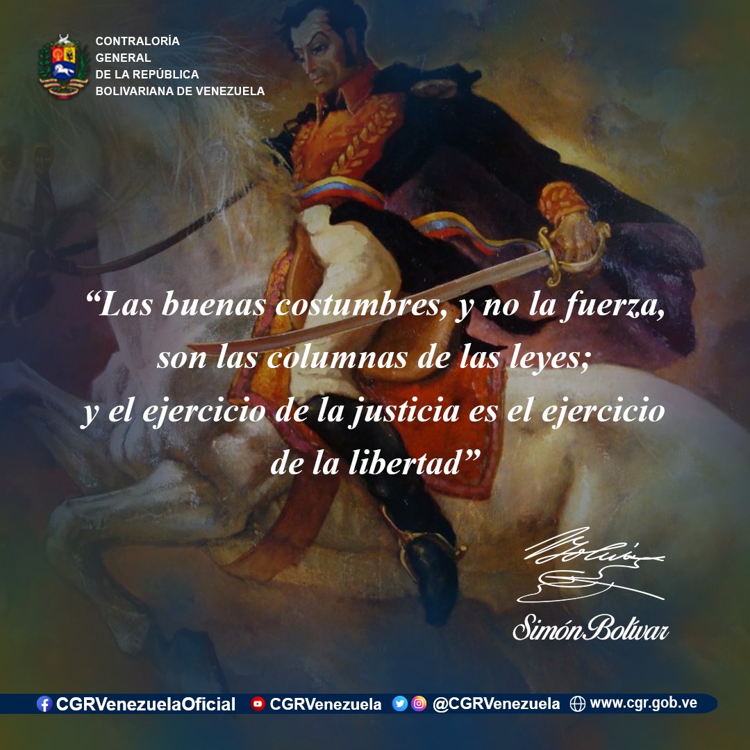 #FrasesLibertadoras | Simón Bolívar, conocido como El Libertador, es una figura esencial en el desarrollo de la historia de nuestra Patria, quien por 20 años combatió contra el imperio español para lograr la independencia de Bolivia, Colombia, Ecuador, Perú, Panamá y Venezuela.