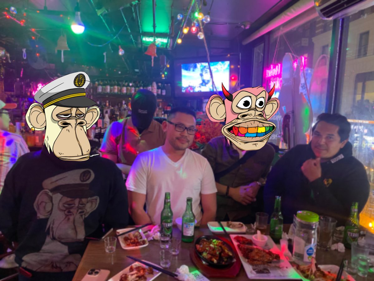 Chanimal ๐ $FAME $APE ๐ฆ (@jaysoncrypto) on Twitter photo Staying Bored with a bunch of web3 Degens last night in Ktown ๐บ๐ป๐บ
BAYC โโโ
<a href="/Fyinch1840/">๐๐๐ถ๐ป๐ฐ๐ต ๐๐</a> <a href="/derrrrrrrrick/">Derrrrrrrrick.eth ๐ฆ</a> <a href="/foxSlightly/">foxSlightly๐</a> <a href="/_PPMan_/">PPMan ๐ฆ</a> Staying Bored with a bunch of web3 Degens last night in Ktown ๐บ๐ป๐บ
BAYC โโโ
<a href="/Fyinch1840/">๐๐๐ถ๐ป๐ฐ๐ต ๐๐</a> <a href="/derrrrrrrrick/">Derrrrrrrrick.eth ๐ฆ</a> <a href="/foxSlightly/">foxSlightly๐</a> <a href="/_PPMan_/">PPMan ๐ฆ</a>