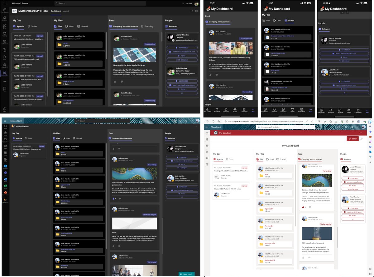 joaojmendes's tweet photo. Available soon in https://t.co/mx4kbC3lQg SPFx, My Dashboard App.
Running in #MicrosoftTeams mobile #office #SharePoint πππ§‘
#MicrosoftGraphToolkit #FluentUI9 #MicrosoftTeamsToolkit #M365Dev #PnP https://t.co/IRZ1NrKnmD