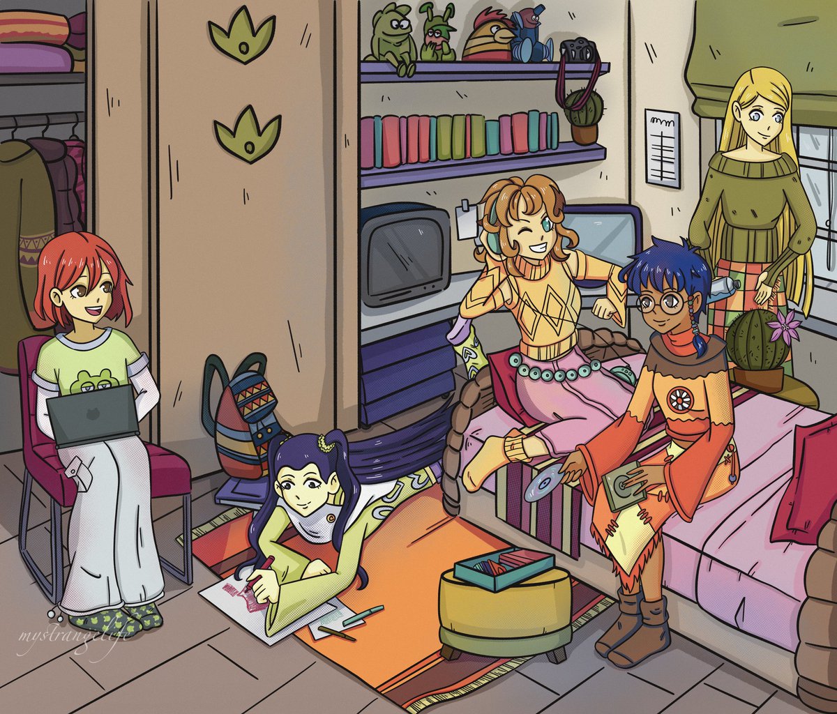 _mystrange_life's tweet photo. w.i.t.c.h spending time together in the taranee's room 🌙🌟
#witch #fanart #artist #willvandom #irmalair #taraneecook #corneliahale #haylin https://t.co/pYVOd5GiXz