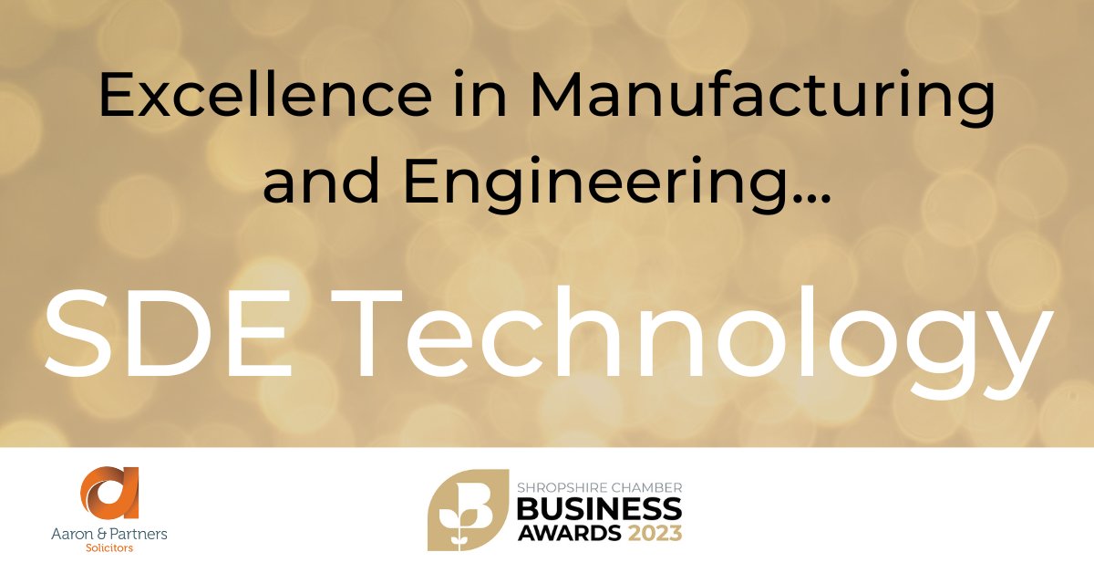 Shropshire Chamber Business Awards 2023 (@scba2023) on Twitter photo The winner of our EXCELLENCE IN MANUFACTURING AND ENGINEERING award is <a href="/SDE_Technology/">SDE.Technology</a>!
Well done to all of the finalists! 👏
Thank you <a href="/AaronsLegal/">Aaron & Partners LLP</a> for sponsoring this award.
#SCBA2023 The winner of our EXCELLENCE IN MANUFACTURING AND ENGINEERING award is <a href="/SDE_Technology/">SDE.Technology</a>!
Well done to all of the finalists! 👏
Thank you <a href="/AaronsLegal/">Aaron & Partners LLP</a> for sponsoring this award.
#SCBA2023