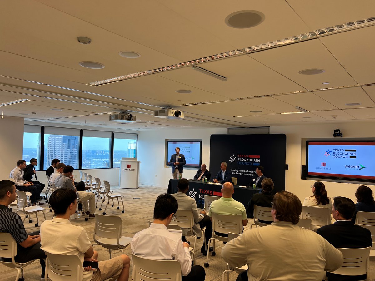 GrayReedLaw's tweet photo. Our Dallas office recently hosted the @TXblockchain_ for a happy hour and panel discussion. Gray Reed Partners Chris Davis and @JDSmeltzer shared their expertise on digital asset taxation, categorization and custody. The event had an excellent turnout! https://t.co/Erlr8UAdhz