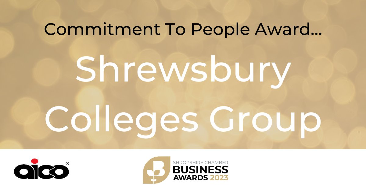 Shropshire Chamber Business Awards 2023 (@scba2023) on Twitter photo The winner of our COMMITMENT TO PEOPLE award is @ShrewsColGroup!
Well done to all of the finalists! 👏
Thank you <a href="/Aico_Limited/">Aico</a> for sponsoring this award.
#SCBA2023 The winner of our COMMITMENT TO PEOPLE award is @ShrewsColGroup!
Well done to all of the finalists! 👏
Thank you <a href="/Aico_Limited/">Aico</a> for sponsoring this award.
#SCBA2023