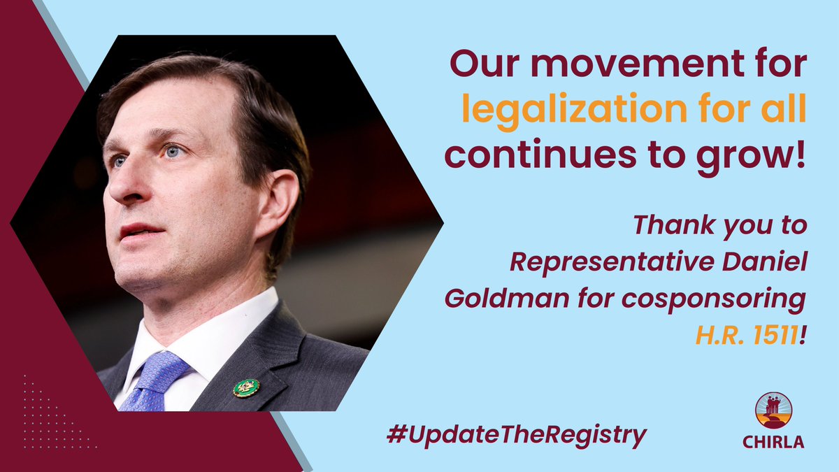 Thank you @RepDanGoldman for supporting a path to citizenship for the millions of hardworking immigrants that keep our nation running & signing on to support #HR1511! 👏🏼

It is time for Congress to come together on immigration and #UpdateTheRegistry! #CitizenshipNow
