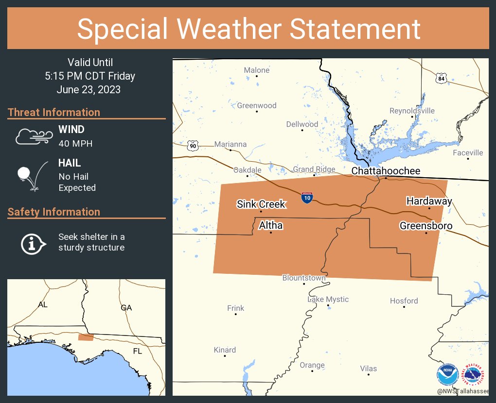 NWS Tallahassee on Twitter "A special weather statement has been
