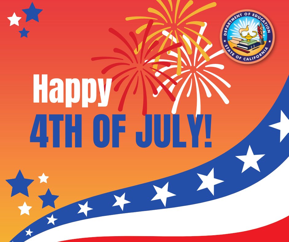 CADeptEd's tweet photo. Happy Fourth of July! The CDE commemorates #IndependenceDay and the fight for freedom and justice for all. 🎇 🗽 https://t.co/pPzuTpGJ1X