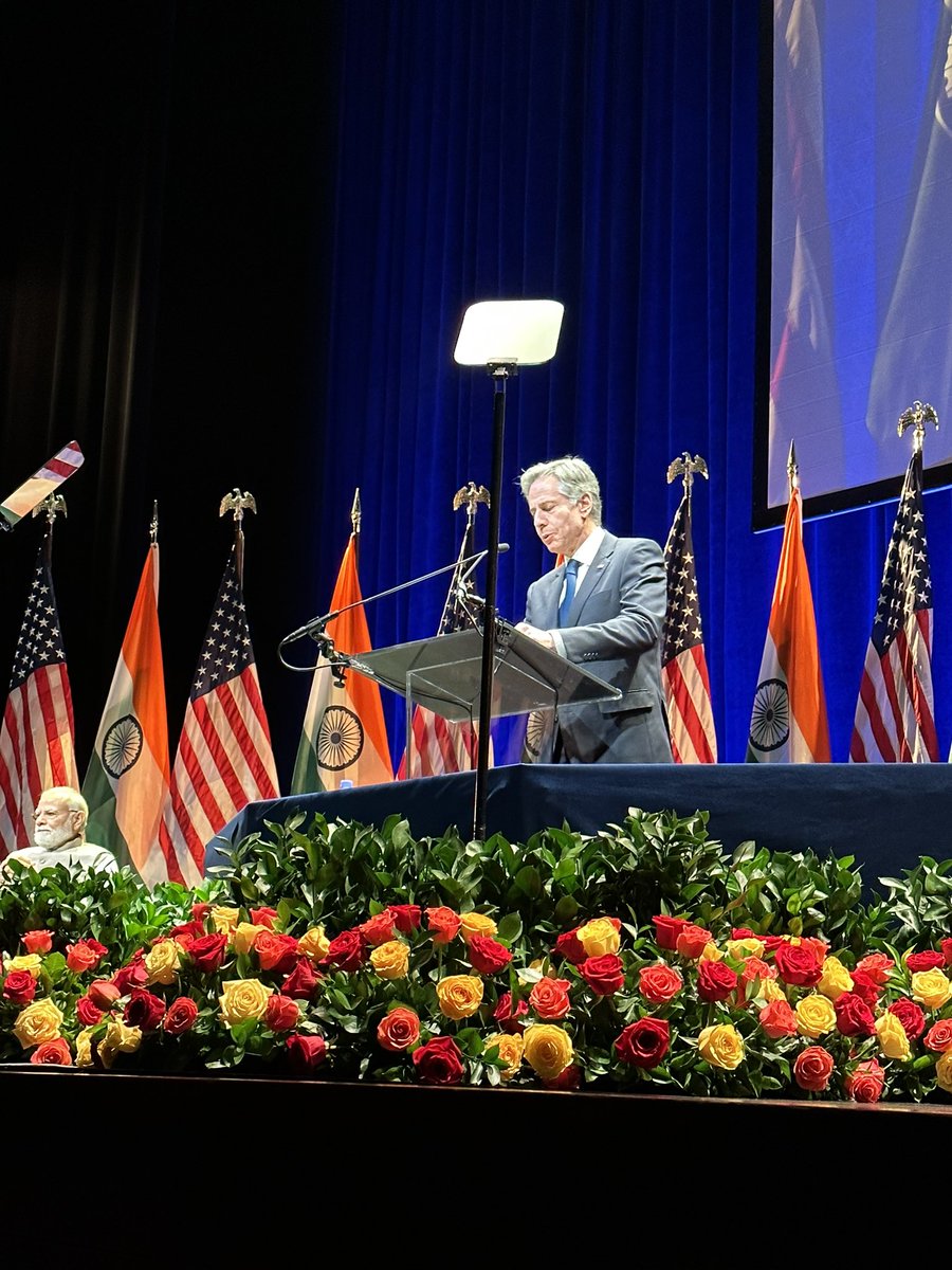 MelodyAMcCoy's tweet photo. Anthony Blinken - America and India: 2 great partners - 2 great friends building the 21st century. @USISPForum https://t.co/zpNgjijfKa