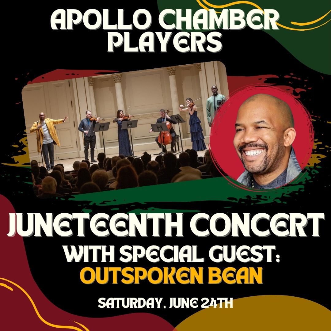 <a href="/Apollochplayers/">Apollo Chamber Players</a> and HCPL celebrate Juneteenth with multicultural music, poetry and storytelling. Program features guests <a href="/outspokenbean/">Outspoken Bean</a>, Houston Poet Laureate, and vocalist @kenneth_gayle in a special presentation of PAX by Prairie-View A&amp;M faculty composer John Cornelius!