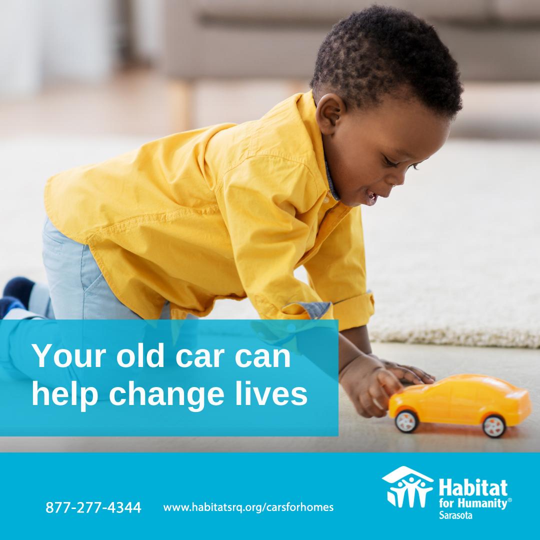 Transform an old car into a powerful tool for change in your community. By turning it into cash, you can help provide a safe and stable home for local families. 💙🏡

Visit Habitat Sarasota Cars For Homes to learn more.  habitatsrq.org/carsforhomes