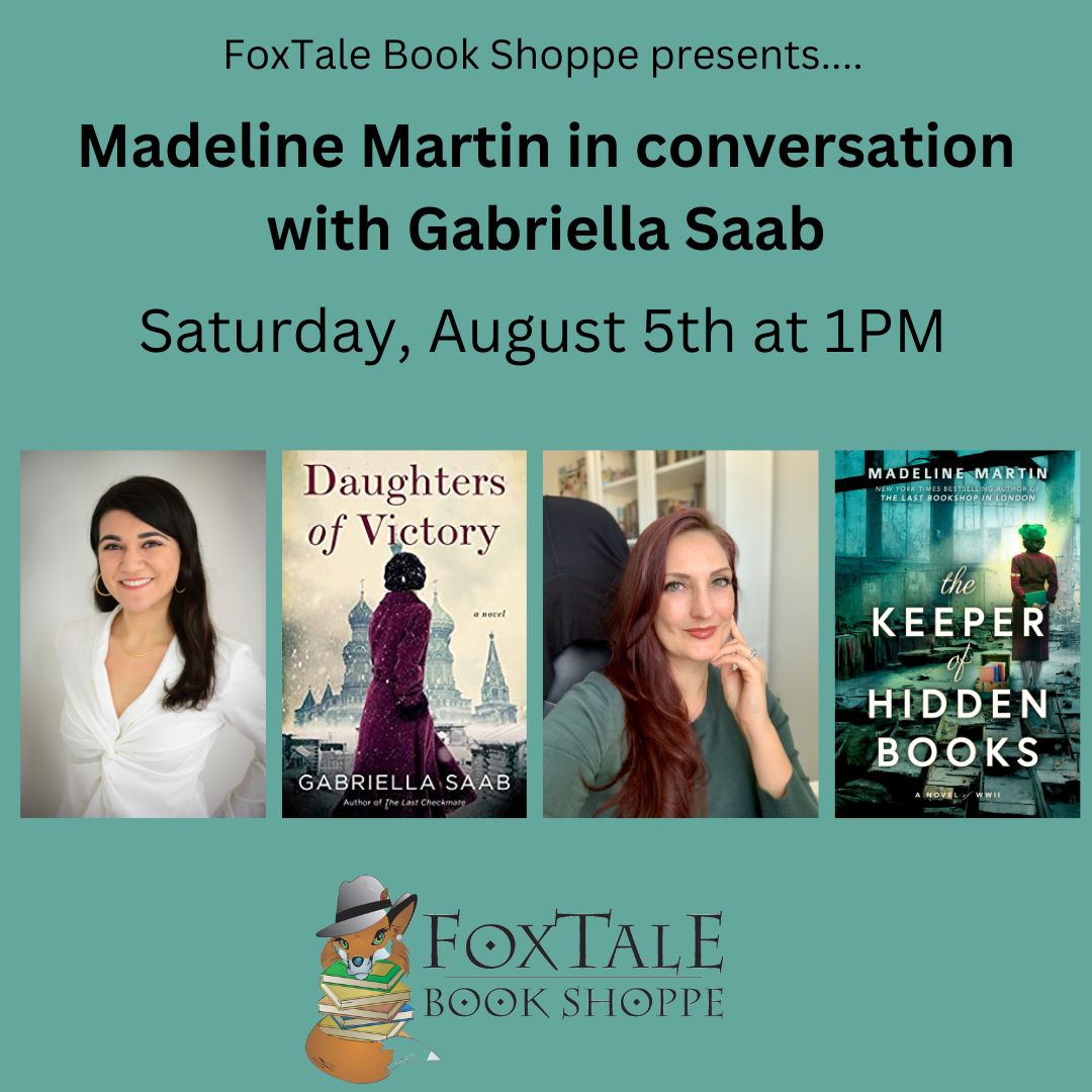 I'm so looking forward to this chat with @GabriellaSaab_  as part of my book tour for The Keeper of Hidden Books with @FoxTale in Woodstock, GA on August 5th. 

See you there, Georgia readers! ❤️📚

foxtalebookshoppe.com/event/madeline…