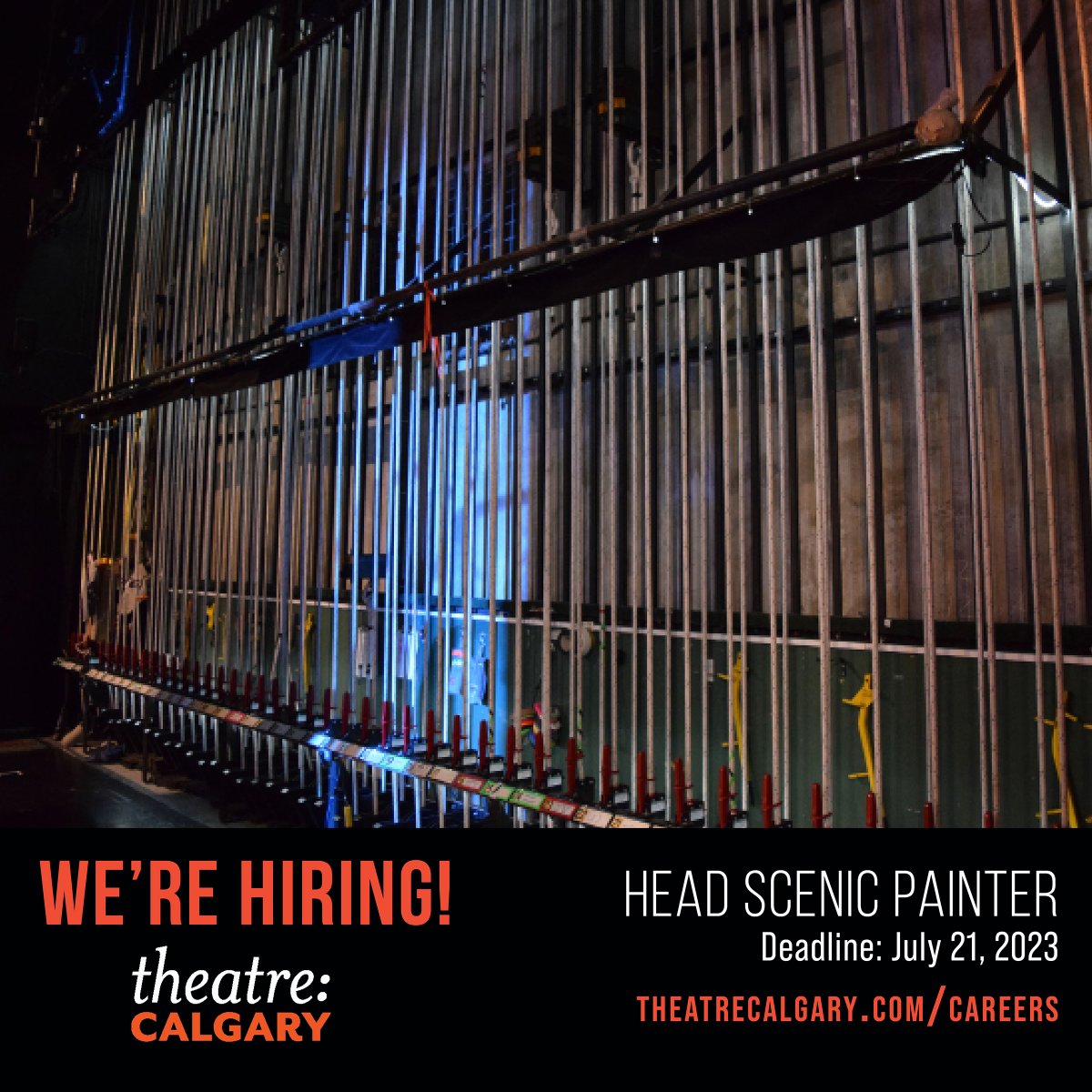 We're hiring a Head Scenic Painter, responsible for organizing  & executing the painting of our scenery. We operate under a collective agreement with @Iatselocal212. Closing date for applications is July 21, 2023. Full job posting: theatrecalgary.com/careers. #yyc #yycarts