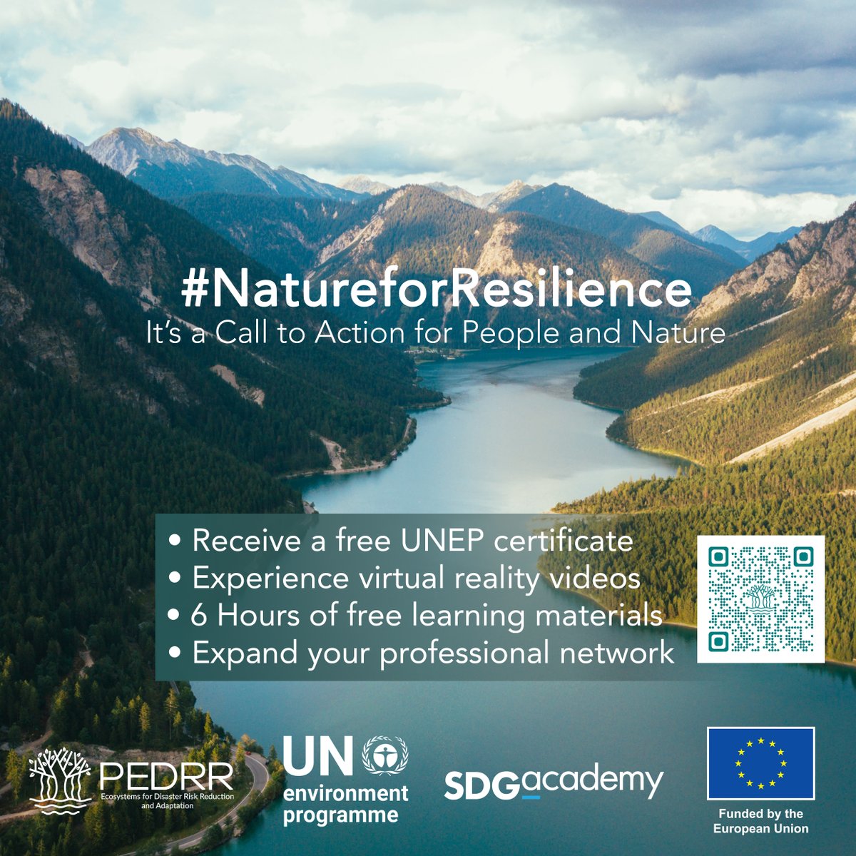 #NaturebasedSolutions for increasing disaster & climate resilience are relevant to everyone 📣
 
Join this free online course developed by @PEDRRnetwork & @UNEP to learn more about how youth can support #NatureforResilience — 8 languages are available 🤩👩‍💻 pedrr.org/MOOC/