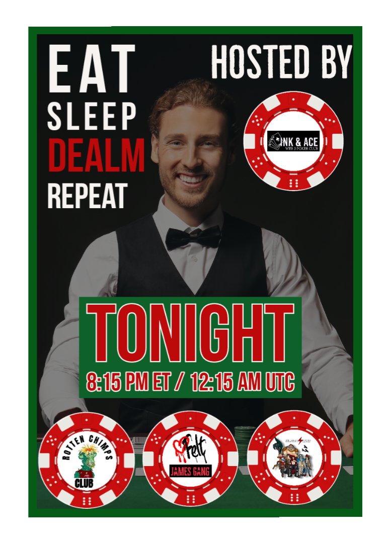 ApeChainistas's tweet image. 🃏 Join us tonight for an exhilarating showdown at the #PokerTable! 💥 Test your skills, embrace the thrill &amp;amp; compete🏆 Bring your best game &amp;amp; get ready for an unforgettable evening of gameplay. See you at the tables! ♠️♥️♣️♦️ #PokerNight #TournamentTime