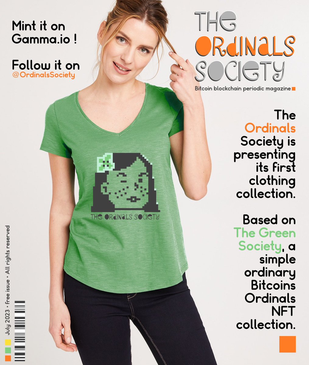 🟧 Hey hey hey, do not forget, my collection is on free mint ant if it sold out, I could probably pick up one owner and release a T-shirt of his owned Green Society Ordinal 🧡
#OrdinalNFT #ordinals #OrdinalSatoshi #OrdinalsBTC #BITCOIN #OrdinalsSociety
#TheGreenSociety