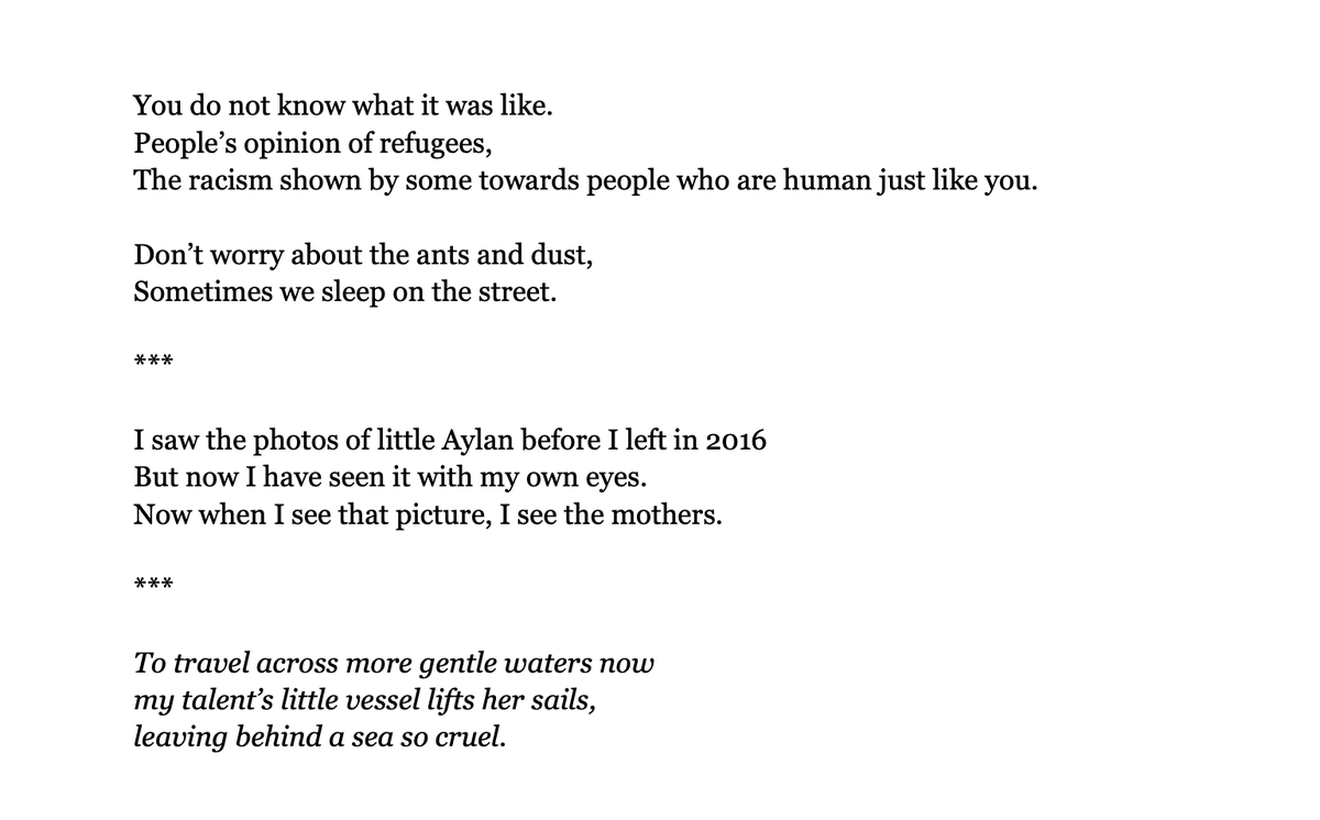 JenniferAllsopp's tweet photo. As you say, some 700 seafarers died last week in the Med-what u don't seem to see is that they too were pursuing knowledge &amp; virtue, many forced to flee botched Western attempts to 'democratise'. I invite u to read Mohammed's poem &amp; hear his 'epic' THIS is the hero you seek (4/4) https://t.co/AohZ3bFbgB