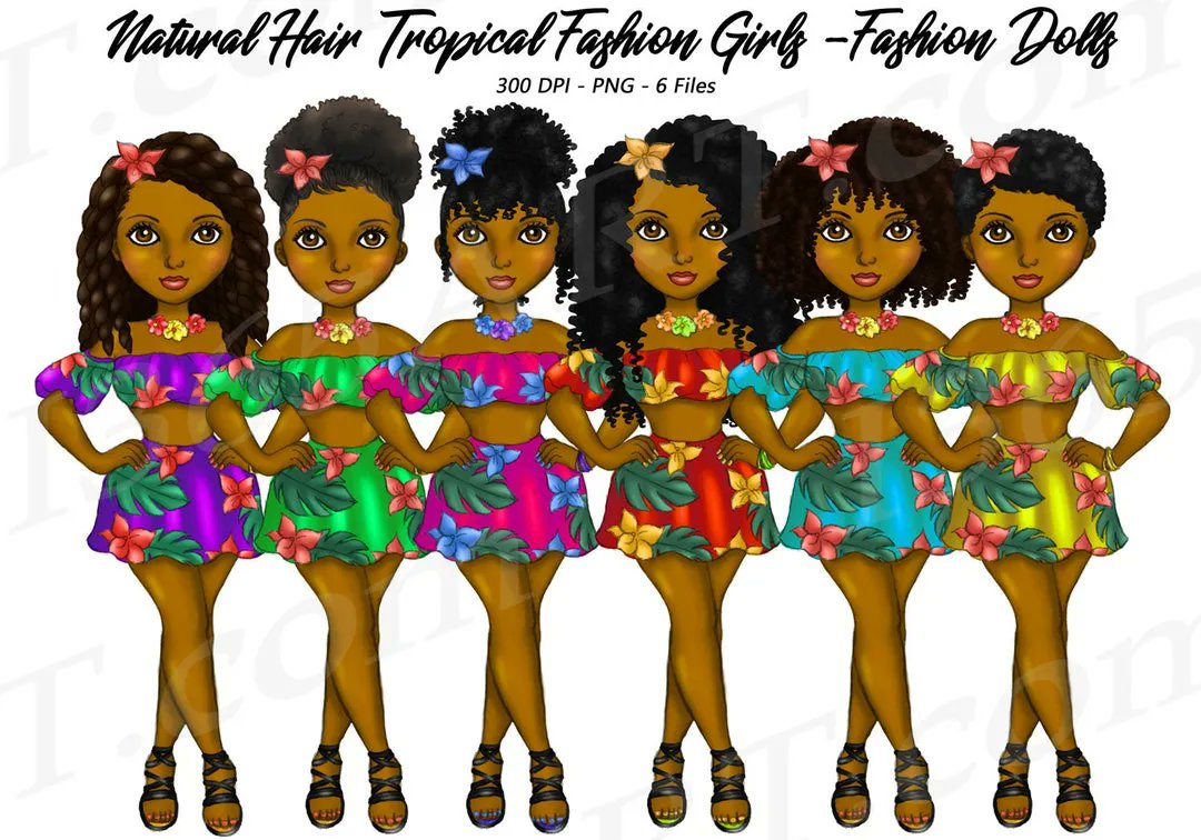 ropical Summer Fashion Girls Clipart Sublimation PNG Download by I365art 🌺 🏵️ buff.ly/3pTkCMT