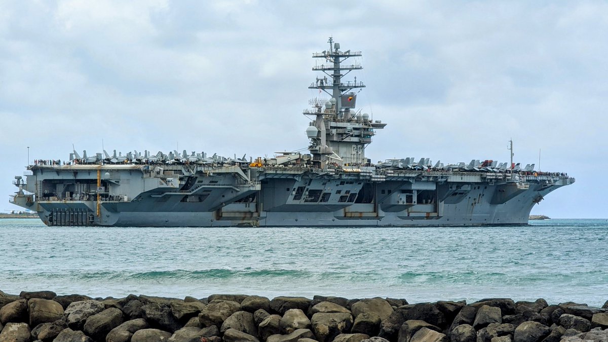 USS Nimitz (CVN-68) supercarrier departing Pearl Harbor, Hawaii to homeport San Diego, CA with tigers aboard- June 23, 2023