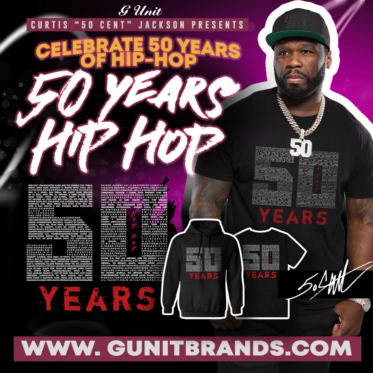 It’s the 50th Anniversary of Hip Hop! Celebrate 50 Years of Hip Hop Today! Shop Now  • gunitbrands.com/products/50-ye…
 
Don’t forget to tag me in your photos #HipHop50