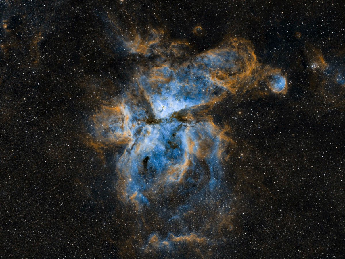 SLFJTweets's tweet photo. The Great Carina Nebula 

NGV3372
About 8500 light years away 
Telescope: RedCat51
Camera: ASI1600mm-c
SHO
600s x 90
120s x 120
Processed in #Pixinsight and #Lightroom https://t.co/jiKygxOHDn