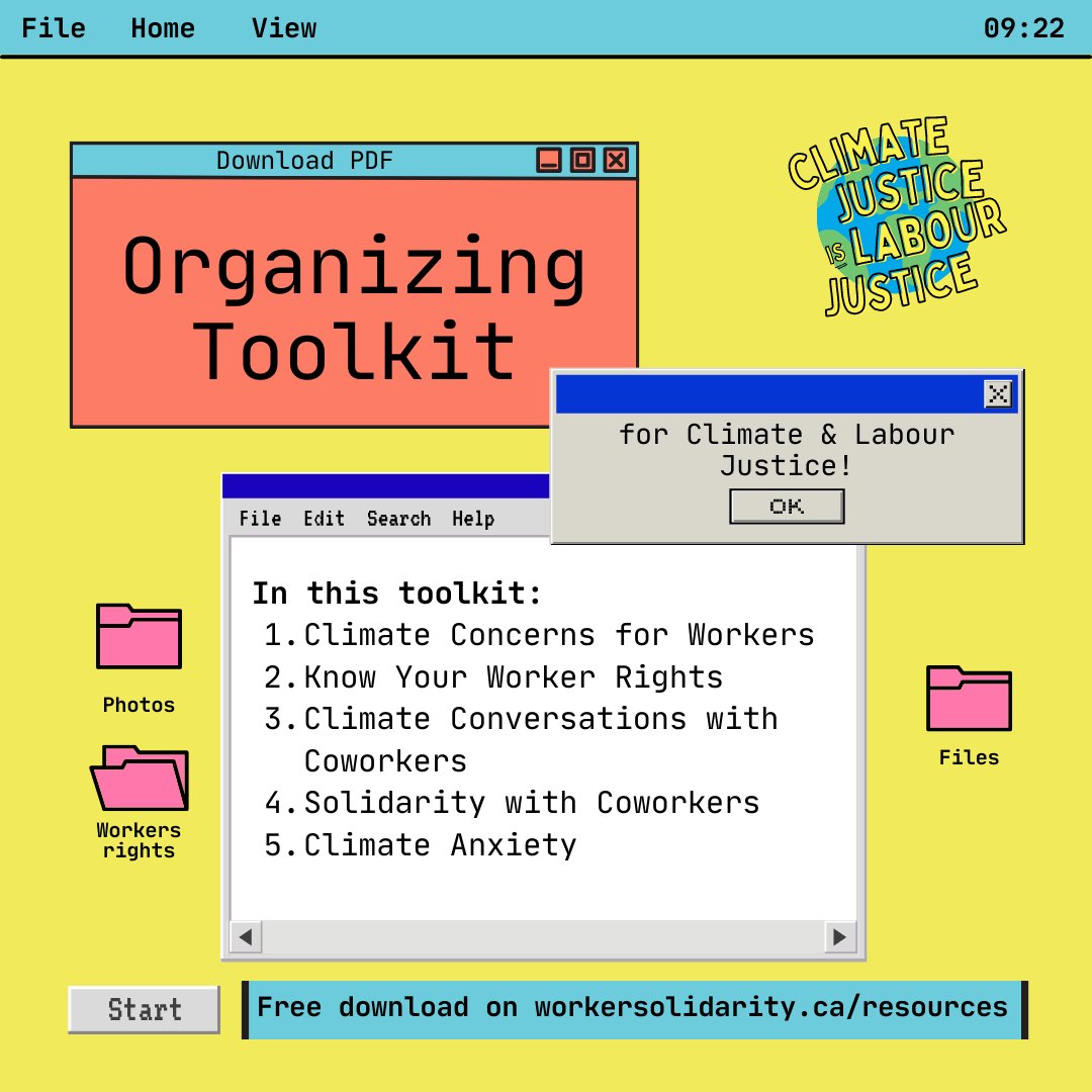 This week remembers the 2 years that have passed since the 2021 B.C. heat dome. While we fight for better protections for workers, here's an organizing toolkit for climate & labour justice. Head over to workersolidarity.ca/resources to grab a copy! #ClimateJusticeisLabourJustice