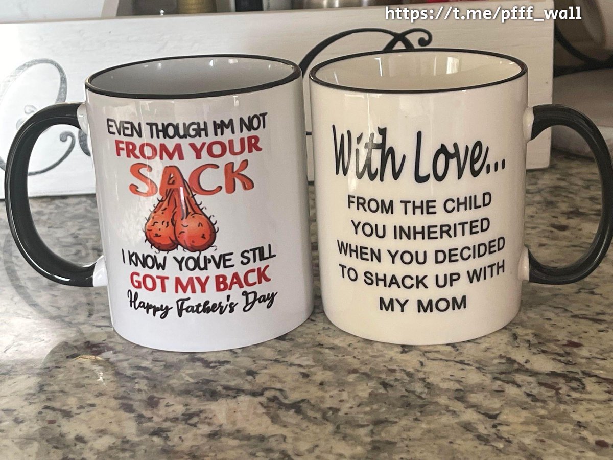 My step kids are twins, both sent me belated Father’s Day gifts. My favorite were these 2 mugs… #funny #lol