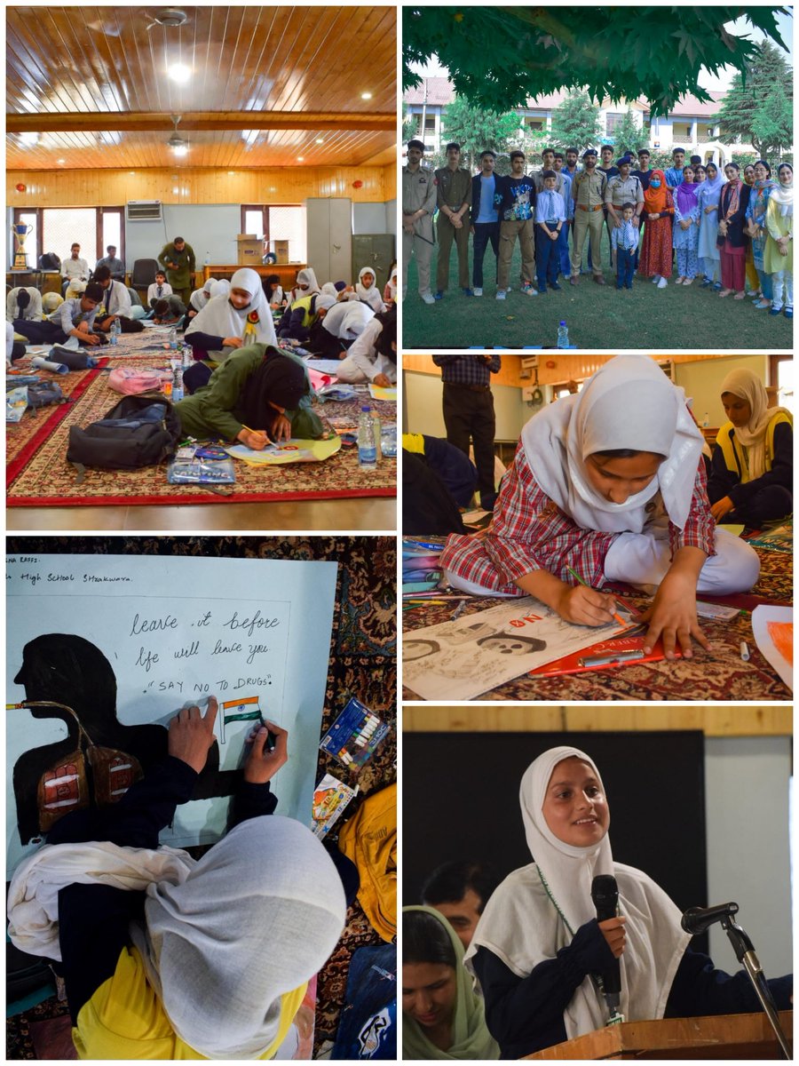 Baramulla Police in run up to #InternationalDayagainstDrugabuseandillicitTrafficking, conducted Painting,Debate & Skit Competition among students of different educational institutions at DPL Baramulla. @JmuKmrPolice @KashmirPolice @DIGBaramulla @Amod_India