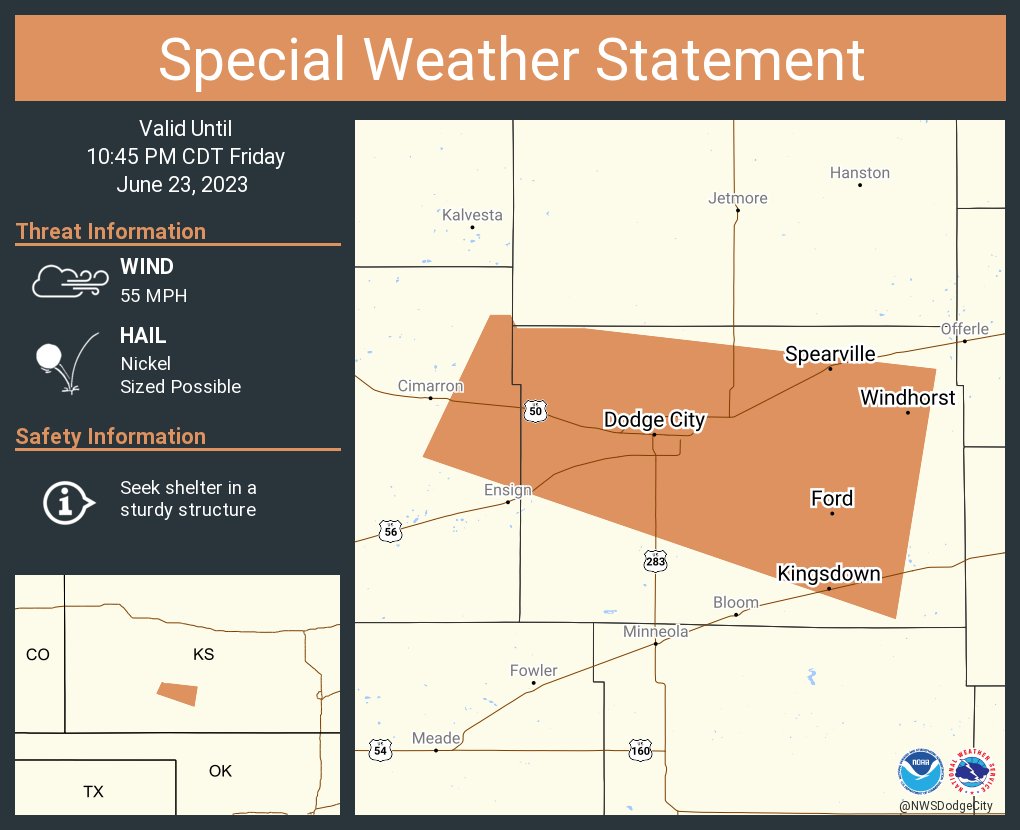NWS Dodge City on Twitter "A special weather statement has been issued