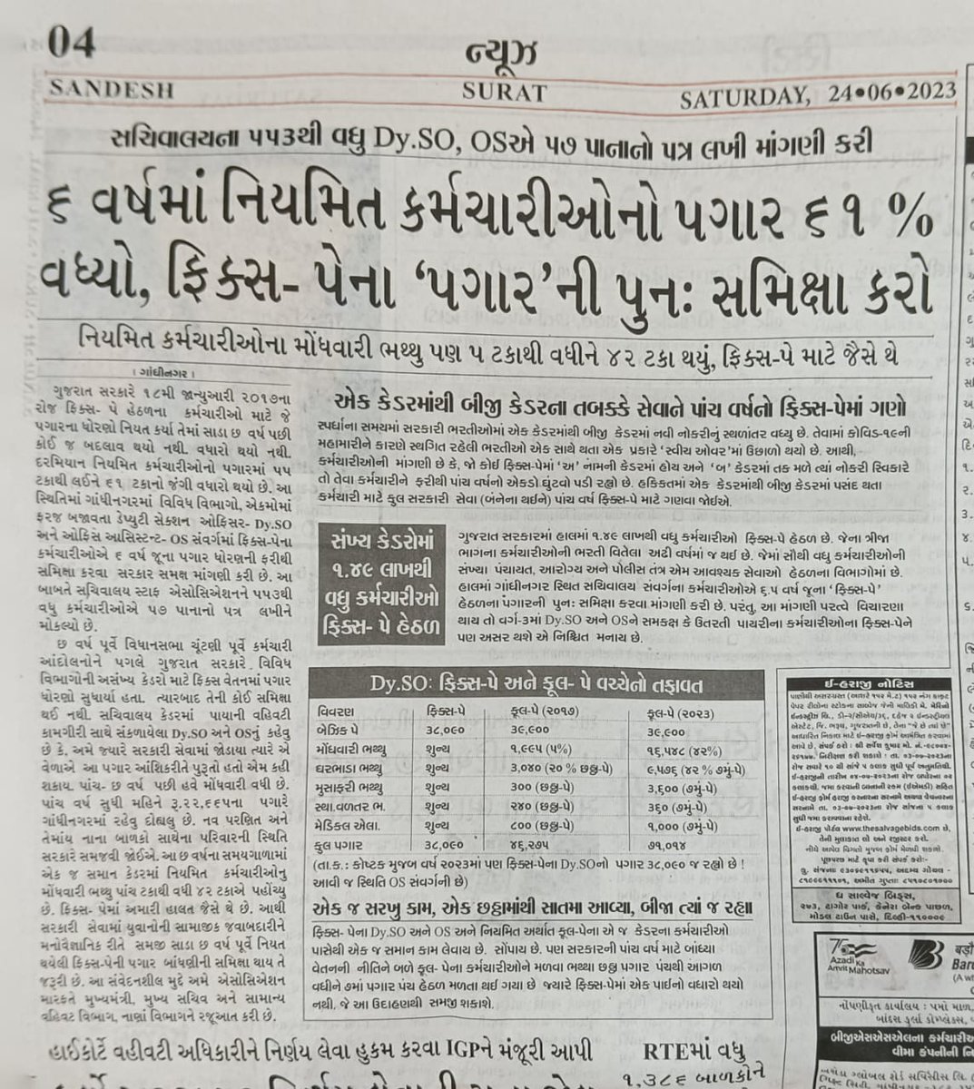 gopani8141's tweet photo. ગુજરાતમાં જ ફિકસ પગારનું દૂષણ કેમ ? ફિક્સ પગાર માં છેલ્લાં ૭ વર્ષ માં કોઈજ વધારો ના થયો જેથી ફિક્સ પગારના કર્મચારી ની સ્થિતિ બહુ જ દયનીય છે. તેમને પોતાના પરિવાર નું ભરણપોષણ કરવું મુશ્કેલ થઈ ગયું છે.#ફિકસપગાર ની પ્રથા દૂર થવી જોઈએ.
#Remove_Fix_Pay_Gujarat 
@Bhupendrapbjp 
@CMOGuj https://t.co/3VbuNBzgl5
