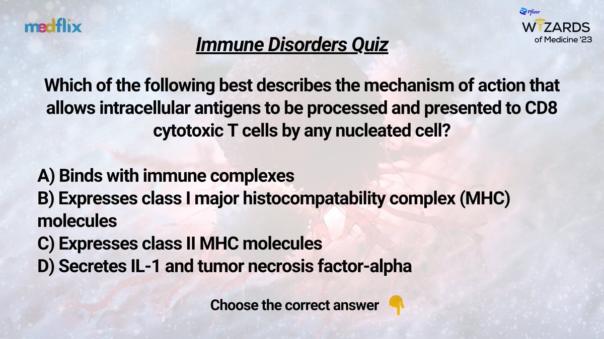 #immunity #disorder #QuizKnock 

Choose the the Correct Answer

#Immunology #Immunotherapy #medicine #MedEd #MedTwitter #Medical #physicalhealth #doctor #Clinical #clinicalresearch #infectiousdiseases #VirusRespiratorios #Pfizer @pfizer @msai_india
@gapiotweets