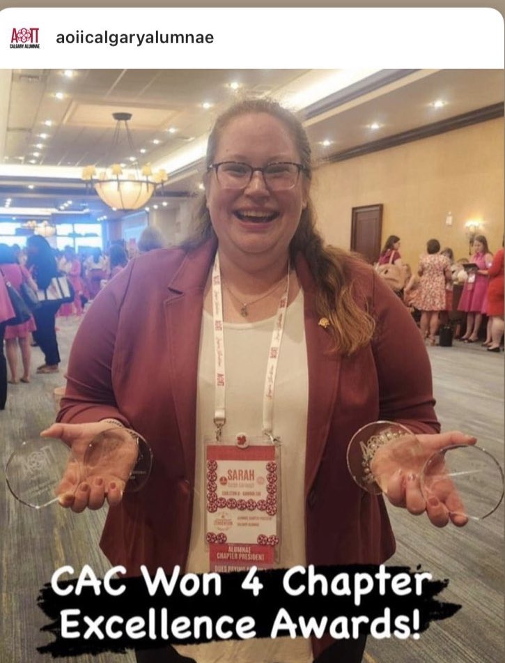 YAY us!!!! We win 4 Alumnae Inspire Excellence awards at the <a href="/alphaomicronpi/">Alpha Omicron Pi</a> Convention in Dallas!!!